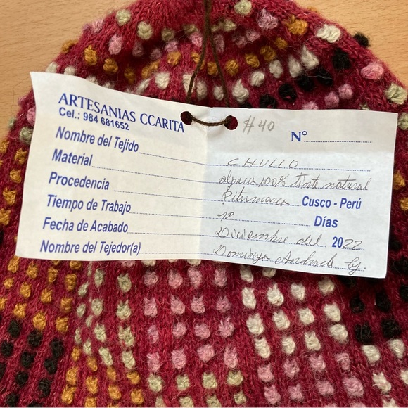Peruvian Alpaca Wool Hand-Made Knit Hat Artesanias Ccarita - Picture 2 of 5